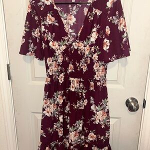Floral Burgundy Dress